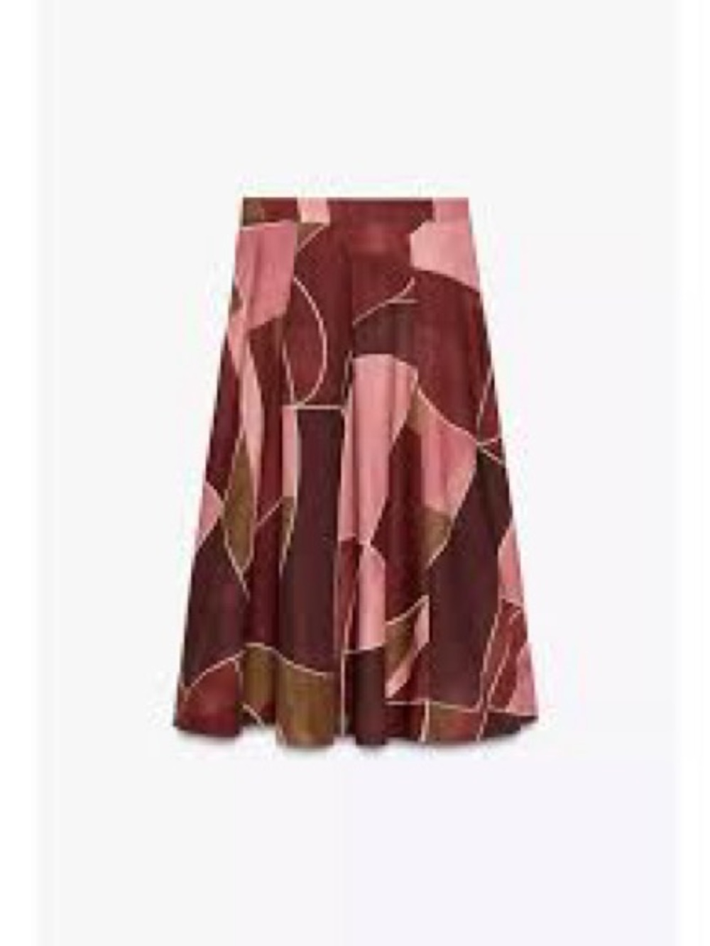Zara ZW Abstract midi flared Skirt
